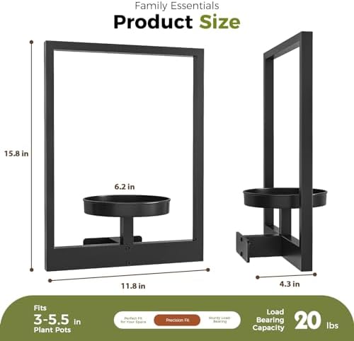 Bamworld Wall Plant Holder Plant Stand Indoor Wall Planters Black - Image 6