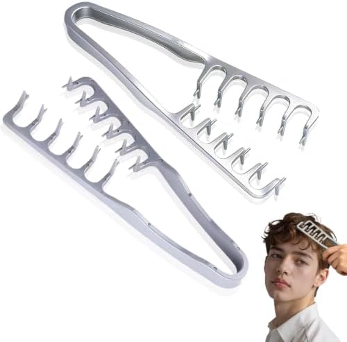 Texture Comb Set 2 Pack – Wide Tooth Volumizing Hair Comb, Anti-Frizz Root Lift Styling Tool, No-Pull Scalp Massager for Curly, Wavy, Thick Hair, ABS Plastic Non-Slip Grip by ALKRITA