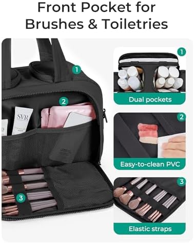 BAGSMART Travel Toiletry Bag, Crush Toiletry Bag for Women, Wide-open Puffy Toiletry Bags for Traveling, Large Travel Cosmetic Makeup Bag Organizer for Accessories,Toiletrie (Rosy Purple) - Image 2