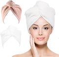 Microfiber Hair Towel Hair Wrap: 2 Pcs 10X26 Hair Dryer Women (White Beige) by YoulerTex