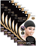 Qfitt Mesh Dome Wig Cap #5011, Black, 6 Pack, Non-Slip for Women by Qfitt