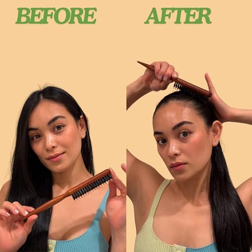 GranNaturals Boar & Nylon Bristle Styling Brush - Teasing Comb with Rat Tail Pick for Backcombing, Smoothing, Edge Control and Volume Creation - Image 4
