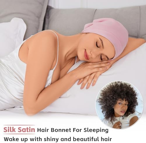 ZHENSILK Silk Bonnet for Sleeping Women, Adjustable Silky Satin Lined Sleep Cap, Silk Hair Wrap Slouch Beanie Hat - Image 2