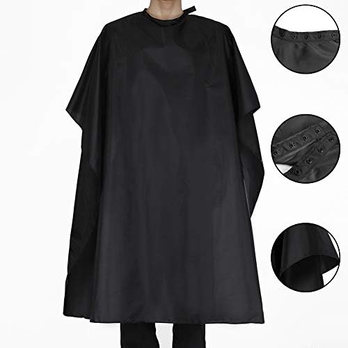 Black Waterproof Hair Salon Cape with Metal Snap Closure - 8 Pack - Image 3
