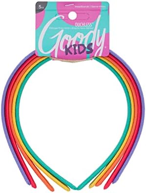 Goody Kids Ouchless Classic Headband , Assorted Colors - For All Hair Types - Beautiful Design for Instant Style - Pain-Free Hair Accessories for Boys, and Girls, 5 Count (Pack of 1) by Goody