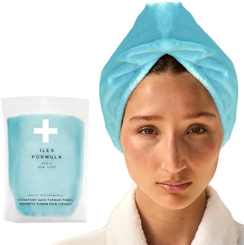 ILES FORMULA Ultra-Soft Microfiber Turban Towel for Curly Hair - Spa Blue by IlesFormula