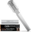 Facón Razor Comb for Hair Cutting - Professional Hair Cutting Comb Kit with 12 Replacement Blades, Double Edge Shaper for Salon & Home, Premium Styling Thinning Texturizing Split Ends Trimming Razor by Fac%C3%B3n