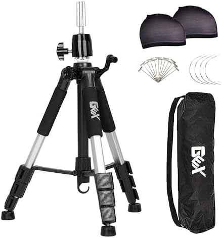 GEXWORLDWIDE 55" Mannequin Tripod Stand Heavy Duty Wig Stand Canvas Block Training Doll Manikin Head for Cosmetology Hairdressing (Silver) by GEXWORLDWIDE