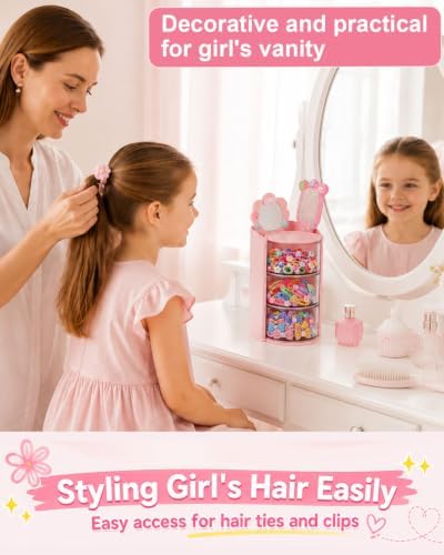 Rotatable 3-layer Hair Accessories Organizer with 200 Hair Ties - Image 6