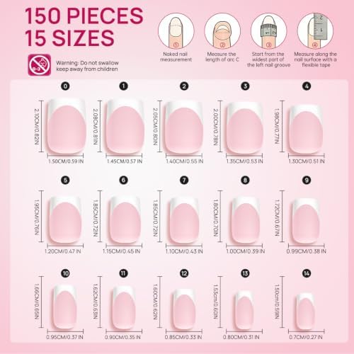 Krofaue French Tip Nails - Short Square Press On Nails - Image 5