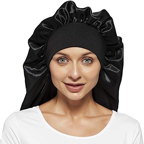 Wbfwbb 2 Pcs Silk Bonnet for Women Satin, Soft Elastic Band Silky Sleeping Cap Big Bonnets for Braids - Image 3