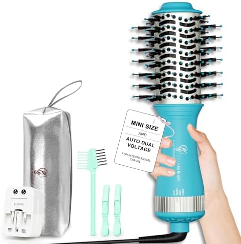 Travel Size Mini Hot Air Dryer Straightener & Curler Brush by HairTrends