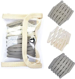 3Pcs+1 Retractable Pocket Headband, No Slip Foldable Hairband with Teeth, Fashion Portable Adjustable Hair Hoop with 1 Plastic Storage Bag for Washing Makeup Travel Outdoor-2Gray1White1Organizer by Enjoythelife