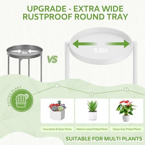 7 Tier Large Plant Stand Indoor Outdoor, 10 In Wide Tray, White - Image 3