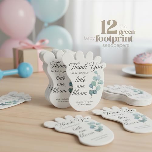 12 Green Footprint-Shaped Gift Wrap Tags with Wildflower Seeds - Image 3