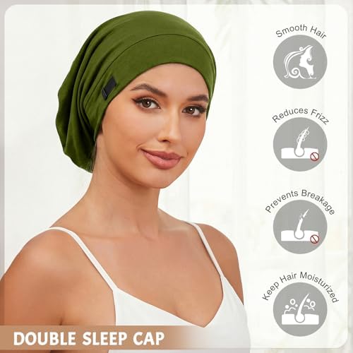 DEMAZALO 3Pcs Silk Satin Bonnet for Sleeping Hair Bonnet for Women Men - Image 3