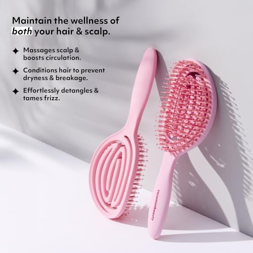 The Boar's Hair Bristle Wellness Brush | Conditions, Detangles, Boosts Scalp Circulation, Lightweight Flexible Design, Vented Cushion, Pain-Free, Helps Dry Damaged Hair (Sakura Pink) - Image 4