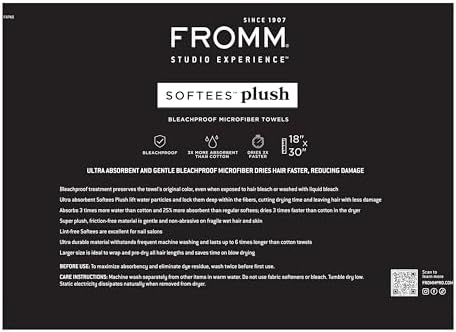 Fromm Softees Plush Bleachproof Microfiber Hair Towels, 6-Pack, White - Image 7