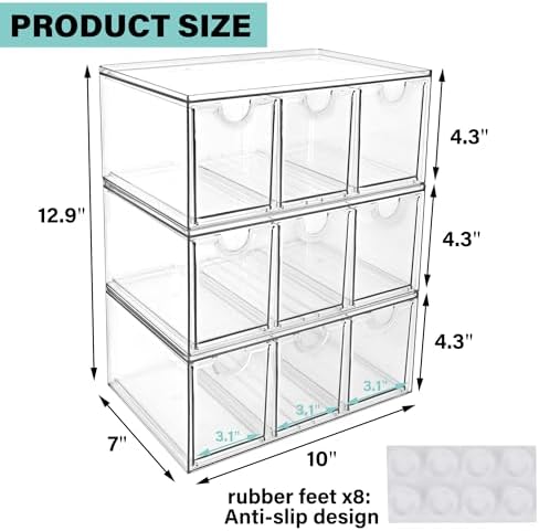 Prsildan Craft Art Supply Organizer Stackable Storage Drawer with 9 Drawers - Image 3