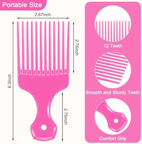 SIMPOR 2 Pcs Hair Pick Comb Wide Tooth Lift for Hair Styling Detangling, Plastic Afro Pick for Women Men, Fist Picks for Curly and Afro Hair - Image 2