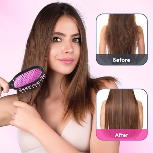 Vented Detangling Hair Brush - 2 Pack Detangler Hairbrush for Effortless Tangle Removal - Ultra-Soft Bristles -For Natural Curly Straight Wet Dry Damaged Hair for Women Men Kids - Black Purple - Image 4