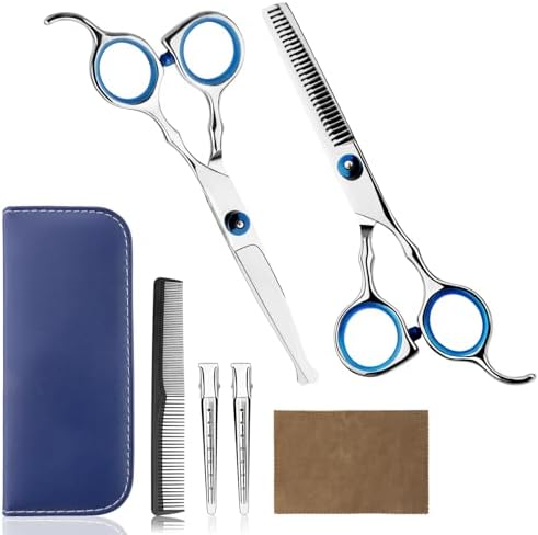 Hair Cutting Scissors Professional Home Haircutting Barber Salon Thinning Shears Kit with Comb and Case for Kids Boys Girls by Himart