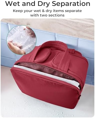 BAGSMART Travel Toiletry Bag, Puffy Toiletry Bag for Women, Wide-open toiletry bags for traveling, Large Travel Cosmetic Makeup Bag Organizer for Accessories,Toiletrie (Vintage Berry) - Image 5