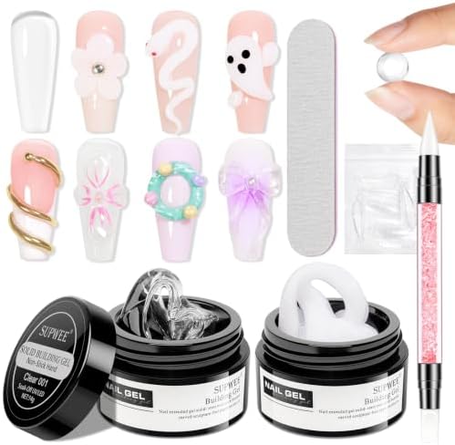 3D Nail Art Gel Clear and White Solid Builder Gel for Nails by SUPWEE