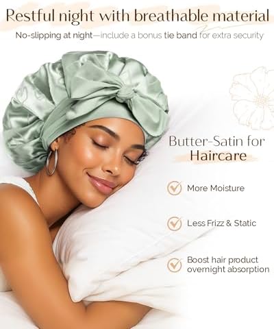 YANIBEST Adjustable Satin Bonnet for Sleeping, Double Layer - Image 2