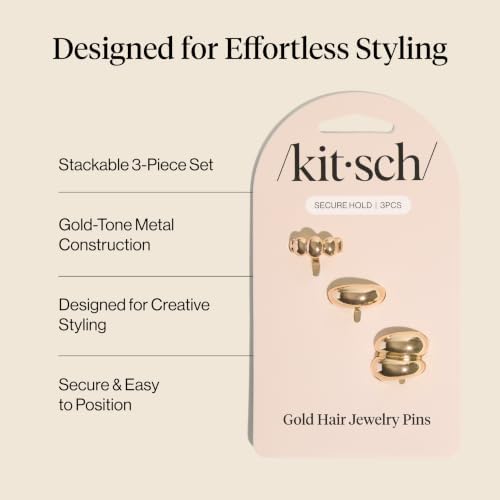 Kitsch Gold Hair Jewelry for Braids - Stackable Gold Hair Accessories, 3pcs - Image 4