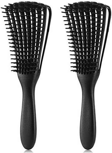 Detangling Brush for Afro America/African Hair Textured 3a to 4c, Knots Detangler Scalp Massage Comb Hair Detangler for Women (2 pcs, Black-Black) by Unknown