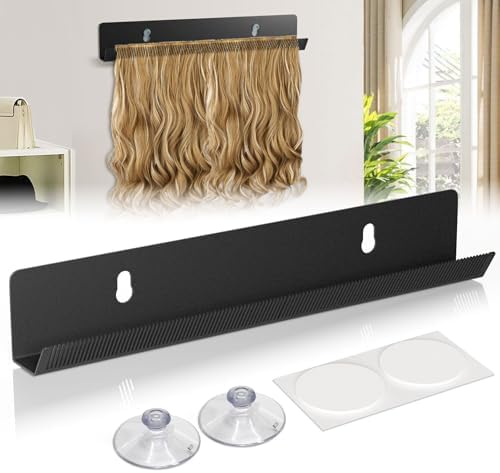 Hair Extension Hanger - Black Holder for Styling, Washing, Drying, Braiding, Display Rack for Clip-in, Wefts, Tape, Bundles, Hair Topper, Organizer/Storage by MEEMENG