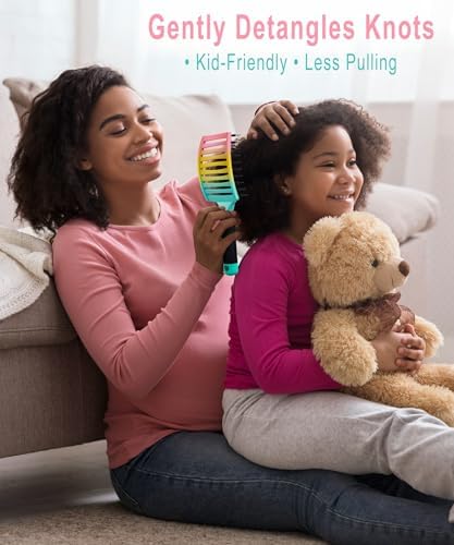 2 Pack Detangling Brushes for Women & Kids, Wet & Dry Hair, All Hair Types - Image 3