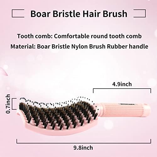 EKONAER 3 Pack Vented Quick Drying Massage Blow Detangler Brush,Boar Bristle Hair Brush Set-Curved,Detangling Hair Brush for Women Long,Thick, Thin, Curly(Green) - Image 6