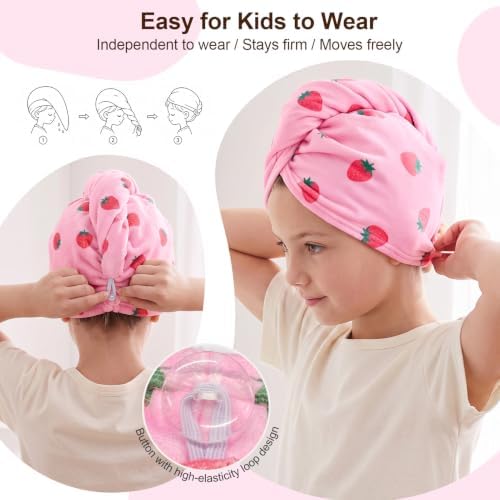 Kids Microfiber Hair Towel Wrap 2Pack Absorbent Hair Drying Turban for Girl - Image 4