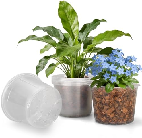 8" Clear Nursery Pots With Drainage Holes, 10 Packs Plastic Pots For Plants by Unknown