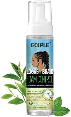 8 fl oz Braid Foam Control Mousse Braiding Hair Mousse for Braids Twist, Locs, No Flake Extra Hold High Shine Style & Moisturizes, Nourishes, Lightweight, Smooth, No Greasy Tea Tree by Goiple