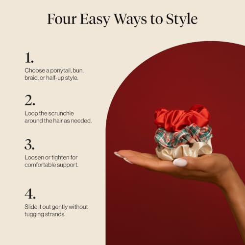 Kitsch Holiday Satin Scrunchies or Women - Multi Color, 3pc - Image 7