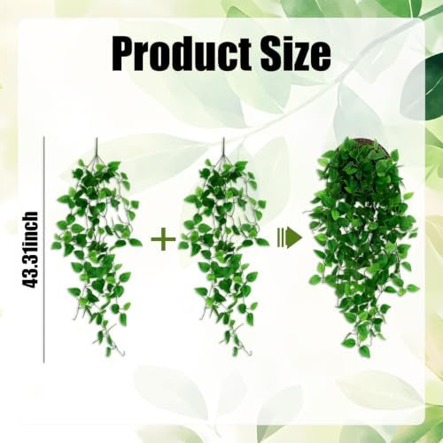 2 Artificial Hanging Vine Plants, Wall, Living Room, Indoor Outdoor Decor - Image 2