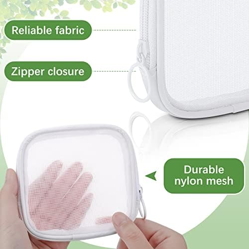 Weewooday 4Pcs Mesh Makeup Bag, White, Small, Classic - Image 3