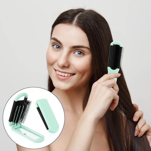 Travel Folding Hair Brush with Mirror, Small Portable Hair Comb for Women - Image 7
