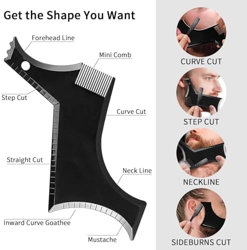 Beard Shaper for Men Beard Shaping Tools - Beard Straightener, Beard Template Guide, Professional Straight Edge Razor, Edge Blade, Barber Pencil, Beard Comb, Scissor, Gifts for Men Boyfriend Husband - Image 3