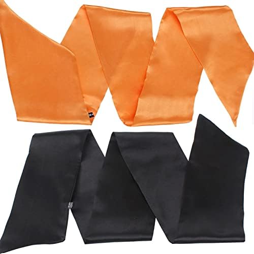 XTREND 2Pcs Satin Edge Control Scarf for Lace Wigs 58 Inch Silk Headbands Laying Scarf for Baby Hair Non Slip Hair Wrap Wigs Grip Band for Yoga, Makeup, Facial, Sport (1pc Black#+1pc Orange#) - Image 2