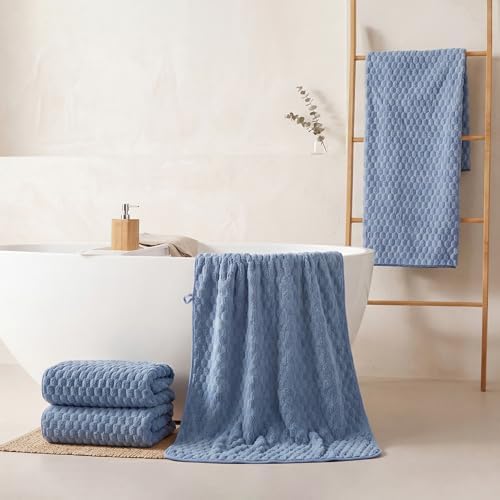 REDKISS 4 Pack Blue Bath Towels for Bathroom, Ultra Soft, 27"x55" - Image 3