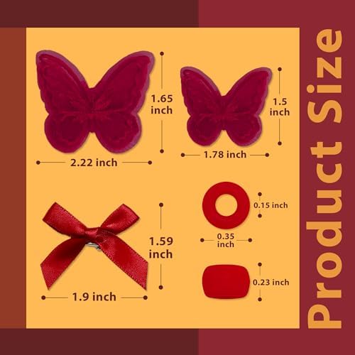 100PCS Hair Beads for Braid Wine Red Mini Bow Hair Clips Lace Embroidery Butterfly Hair Clips Gradient Acrylic Pony Beads Loc Dreadlock Kits for Women - Image 4