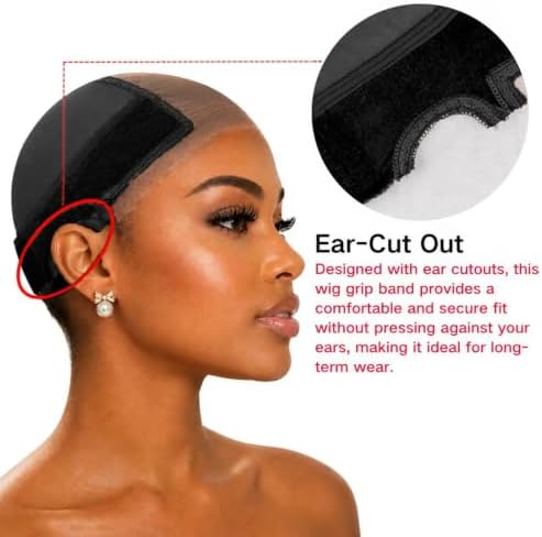 Lace Wig Grip Cap Women: 4x5 Transparent Swiss Lace Front - Non-slip Wig Gripper for Keeping Wigs In Place - Adjustable Elastic Headband (Black) - Image 4
