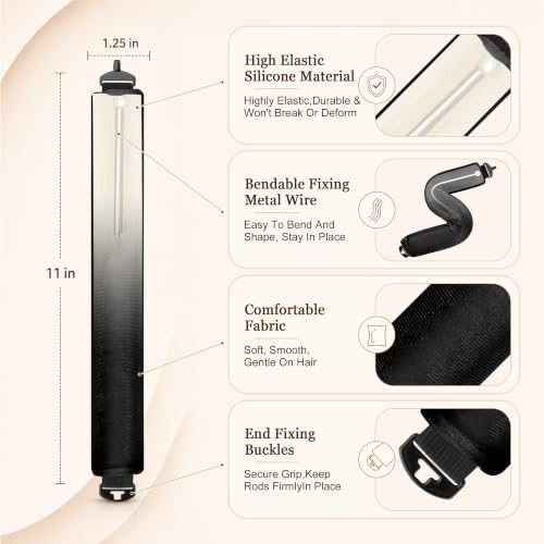 Luckybear Heatless Curls Overnight, Jumbo Curling Flexi Rods, 3PCS Black - Image 4