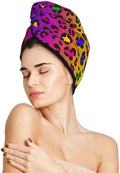 Rainbow Leopard Hair Towel Wrap Absorbent Hair Drying Towel Microfiber Hair Drying Cap Turban for Drying Curly Long Thick Hair by DecorateYourLife