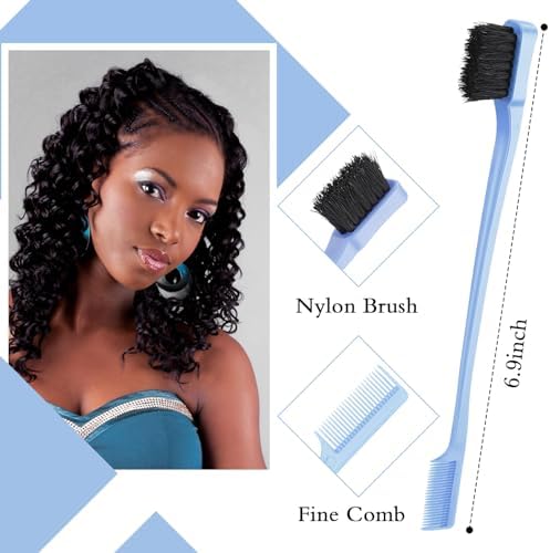 Geiserailie 3 Pcs Slick Back Hair Brush Set Bristle Brush, Light Blue - Image 2