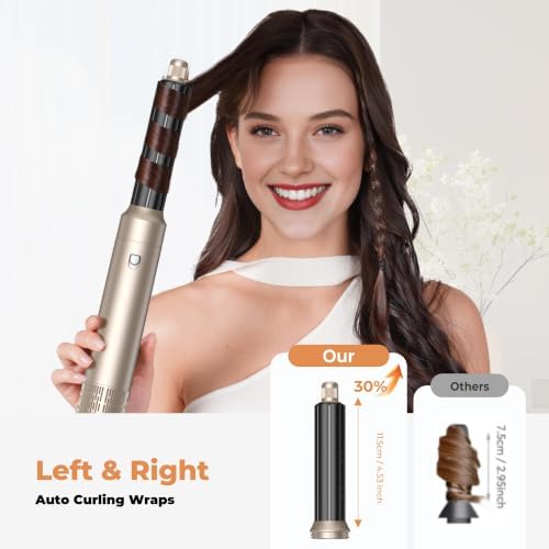 OKWRAP 5-in-1 Hot Air Styler & Blow Dryer Brush Set - 700W Gentle Temperature Hair Multi-Styler with Auto-Wrap Curlers & Round Brush for Fine, Thin, or Damaged Hair, 100-120V US Outlet Only - Image 4